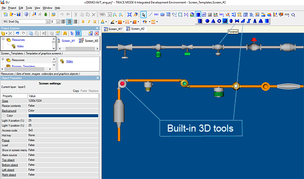 TRACE MODE SCADA/HMI built-in 3D graphical tools